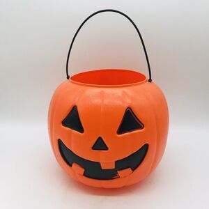 General Foam Plastic Blow Mold Jack-O-Lantern Pumpkin Halloween Candy Bucket USA